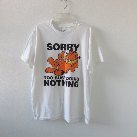 (#K) Garfield Graphic (SORRY TO BUSY DOING NOTHING) T-shirt Size L - Picture 1 of 4